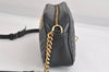 Authentic GUCCI GG Marmont Chain Shoulder Cross Bag Leather 447632 Black 3063M