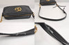 Authentic GUCCI GG Marmont Chain Shoulder Cross Bag Leather 447632 Black 3063M