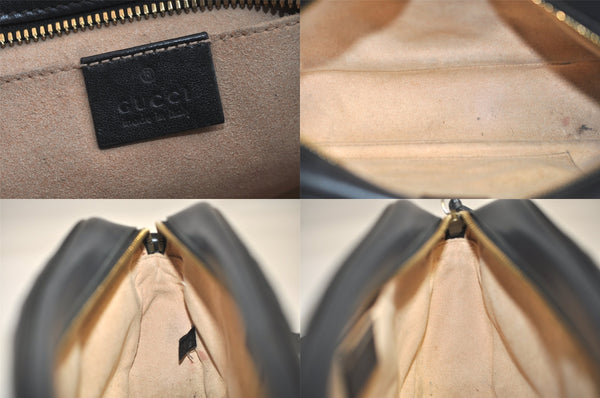 Authentic GUCCI GG Marmont Chain Shoulder Cross Bag Leather 447632 Black 3063M