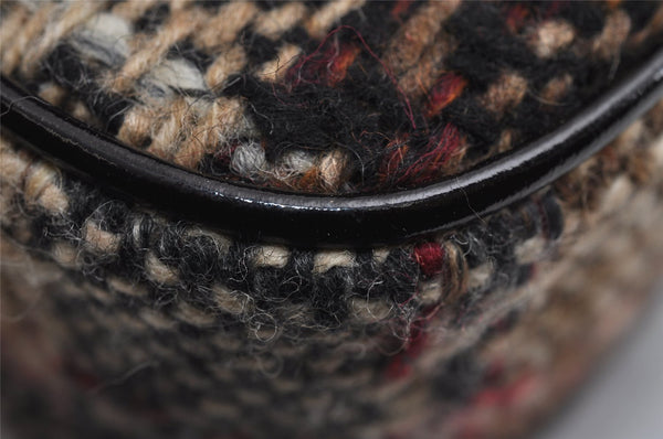 Authentic BURBERRY Vintage Wool Enamel Shoulder Hand Bag Purse Beige 3065J