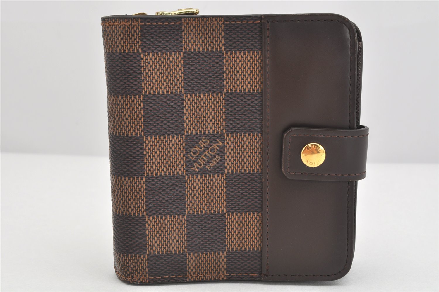 Authentic Louis Vuitton Damier Compact Zip Bifold Wallet Purse N61668 LV 3066K