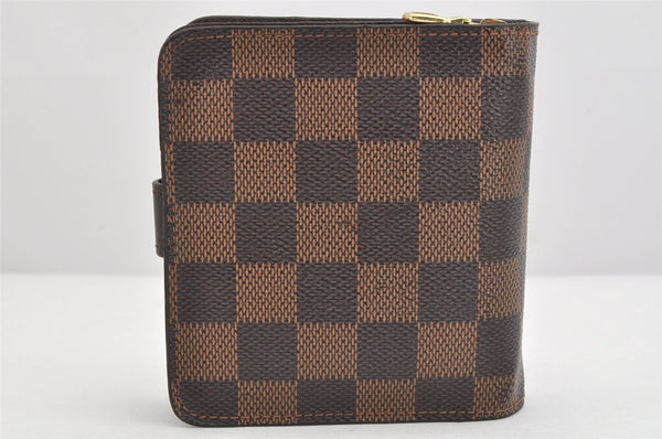 Authentic Louis Vuitton Damier Compact Zip Bifold Wallet Purse N61668 LV 3066K