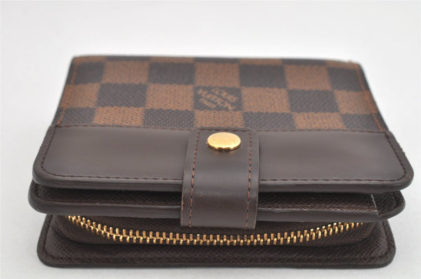 Authentic Louis Vuitton Damier Compact Zip Bifold Wallet Purse N61668 LV 3066K