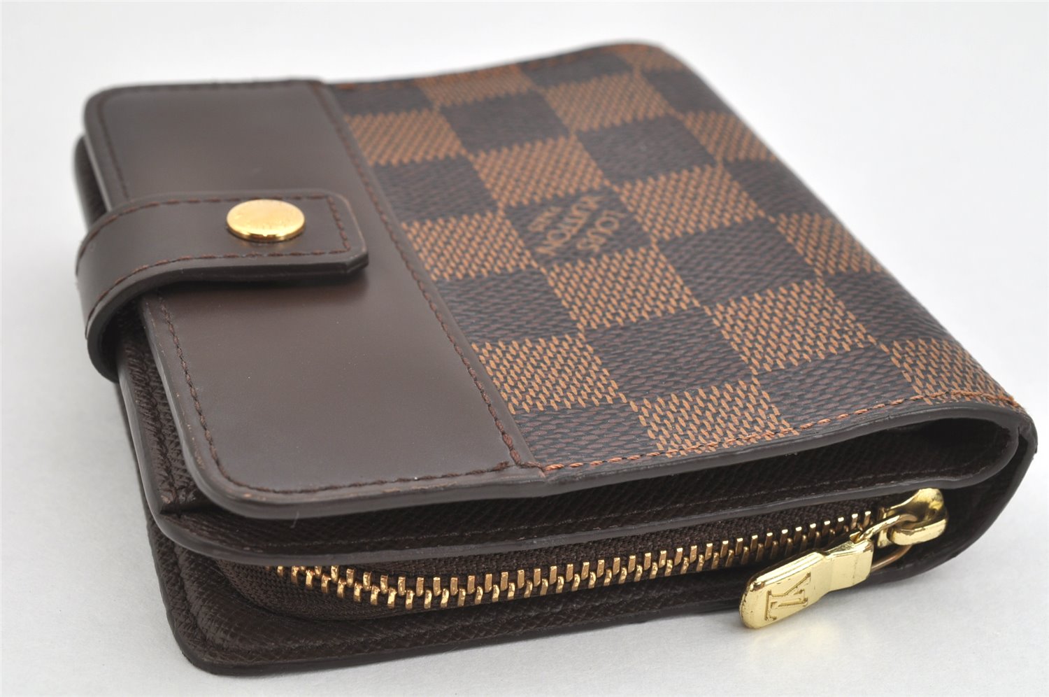 Authentic Louis Vuitton Damier Compact Zip Bifold Wallet Purse N61668 LV 3066K