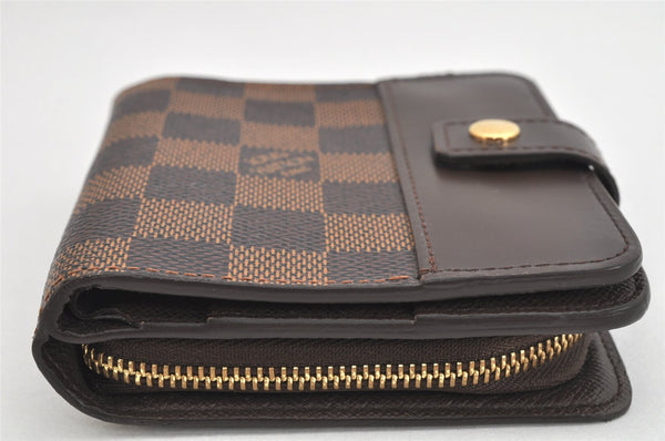 Authentic Louis Vuitton Damier Compact Zip Bifold Wallet Purse N61668 LV 3066K