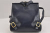 Authentic GUCCI Vintage Backpack Purse Unborn Calf Leather Navy Blue 3067J