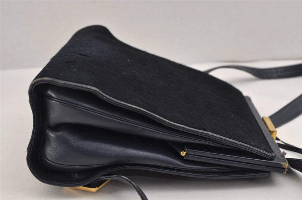 Authentic GUCCI Vintage Backpack Purse Unborn Calf Leather Navy Blue 3067J