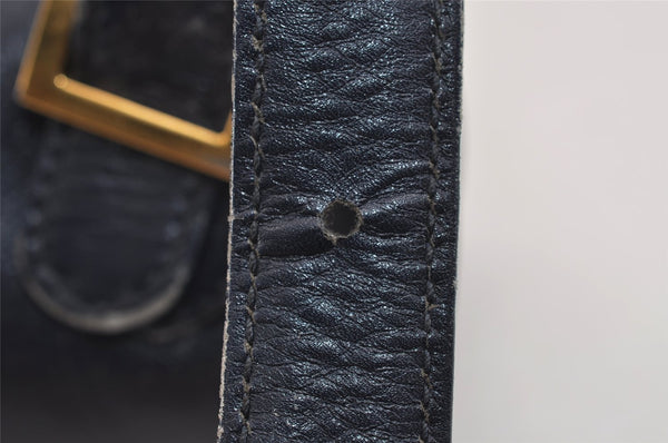 Authentic GUCCI Vintage Backpack Purse Unborn Calf Leather Navy Blue 3067J