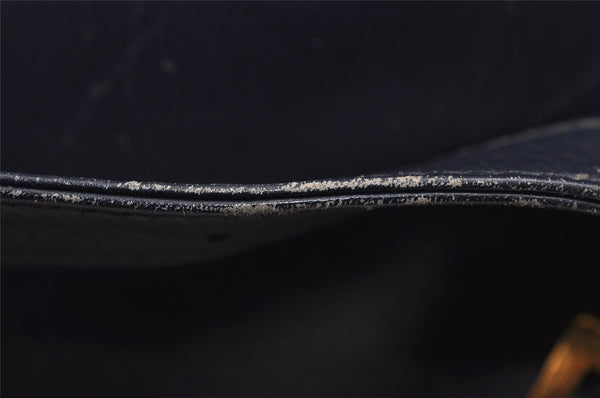 Authentic GUCCI Vintage Backpack Purse Unborn Calf Leather Navy Blue 3067J