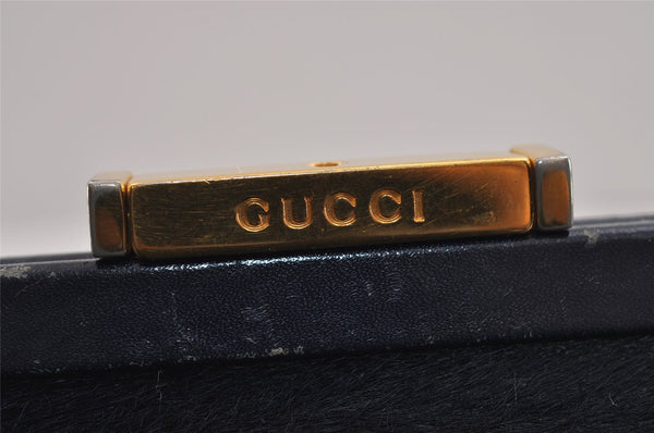 Authentic GUCCI Vintage Backpack Purse Unborn Calf Leather Navy Blue 3067J