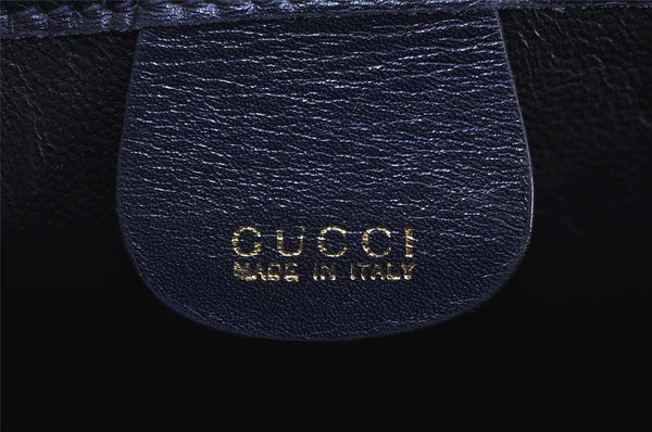 Authentic GUCCI Vintage Backpack Purse Unborn Calf Leather Navy Blue 3067J
