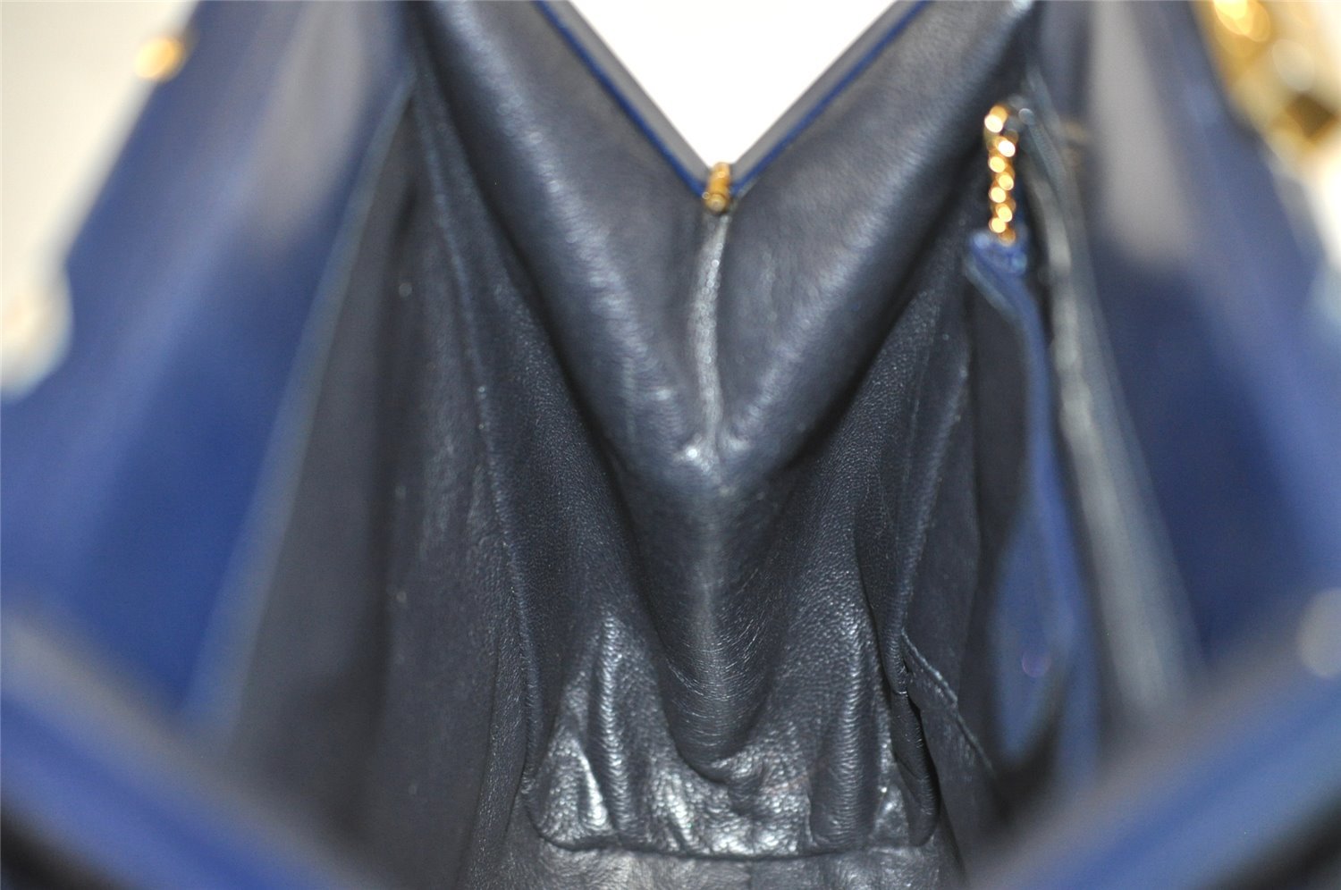 Authentic GUCCI Vintage Backpack Purse Unborn Calf Leather Navy Blue 3067J