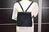 Authentic GUCCI Vintage Backpack Purse Unborn Calf Leather Navy Blue 3067J