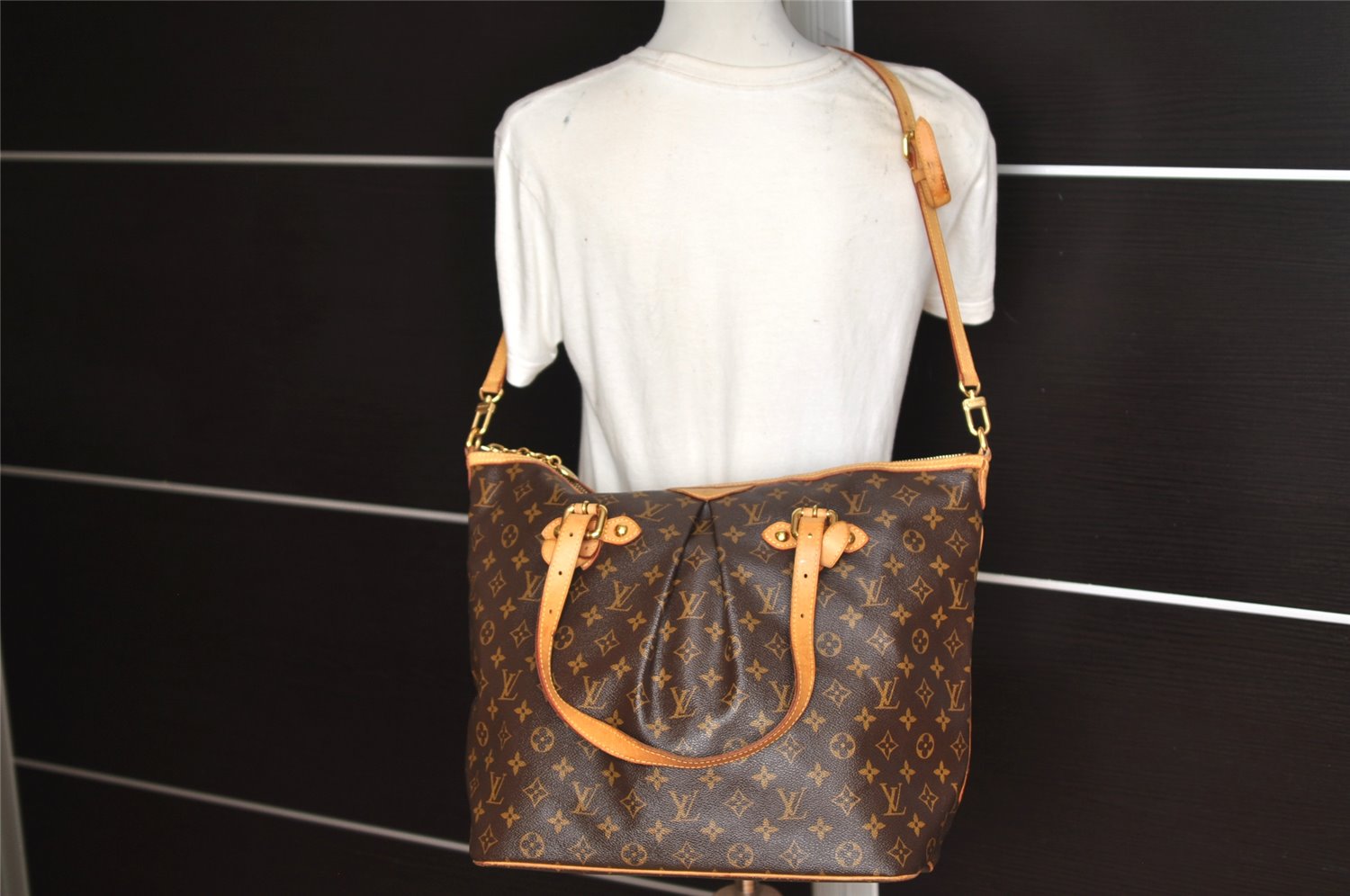 Authentic Louis Vuitton Monogram Palermo GM Shoulder Tote Bag M40146 LV 3068K