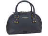 Authentic BURBERRY Vintage Leather 2Way Shoulder Hand Bag Purse Navy 3069K