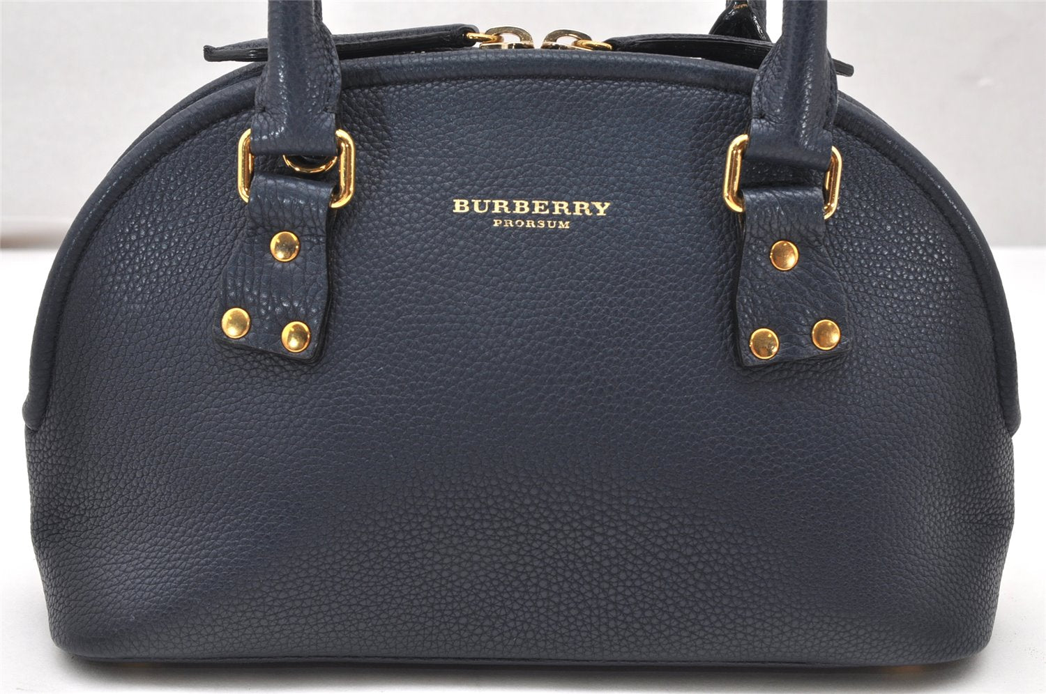 Authentic BURBERRY Vintage Leather 2Way Shoulder Hand Bag Purse Navy 3069K