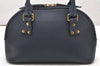 Authentic BURBERRY Vintage Leather 2Way Shoulder Hand Bag Purse Navy 3069K