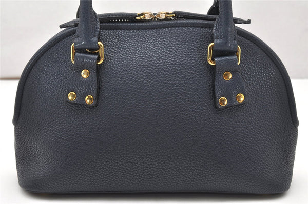 Authentic BURBERRY Vintage Leather 2Way Shoulder Hand Bag Purse Navy 3069K