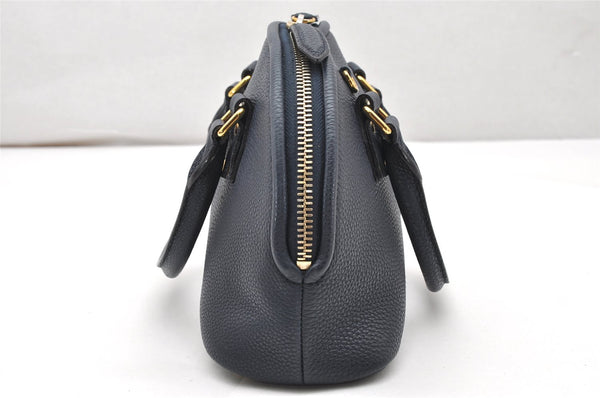Authentic BURBERRY Vintage Leather 2Way Shoulder Hand Bag Purse Navy 3069K