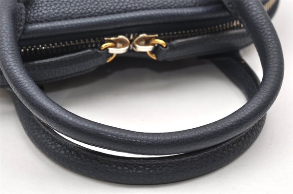 Authentic BURBERRY Vintage Leather 2Way Shoulder Hand Bag Purse Navy 3069K