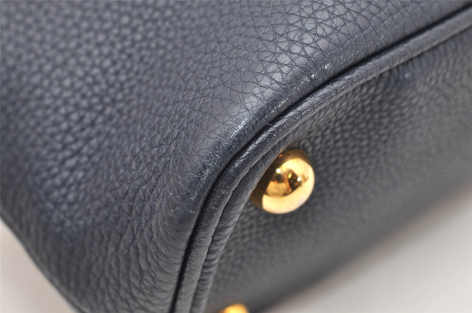 Authentic BURBERRY Vintage Leather 2Way Shoulder Hand Bag Purse Navy 3069K