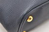 Authentic BURBERRY Vintage Leather 2Way Shoulder Hand Bag Purse Navy 3069K