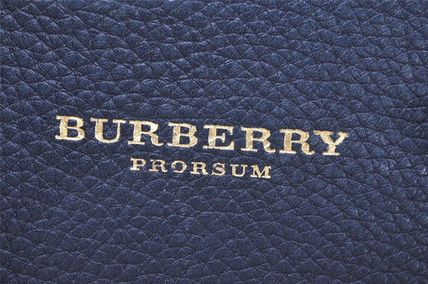 Authentic BURBERRY Vintage Leather 2Way Shoulder Hand Bag Purse Navy 3069K