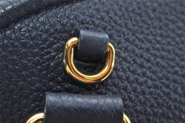 Authentic BURBERRY Vintage Leather 2Way Shoulder Hand Bag Purse Navy 3069K