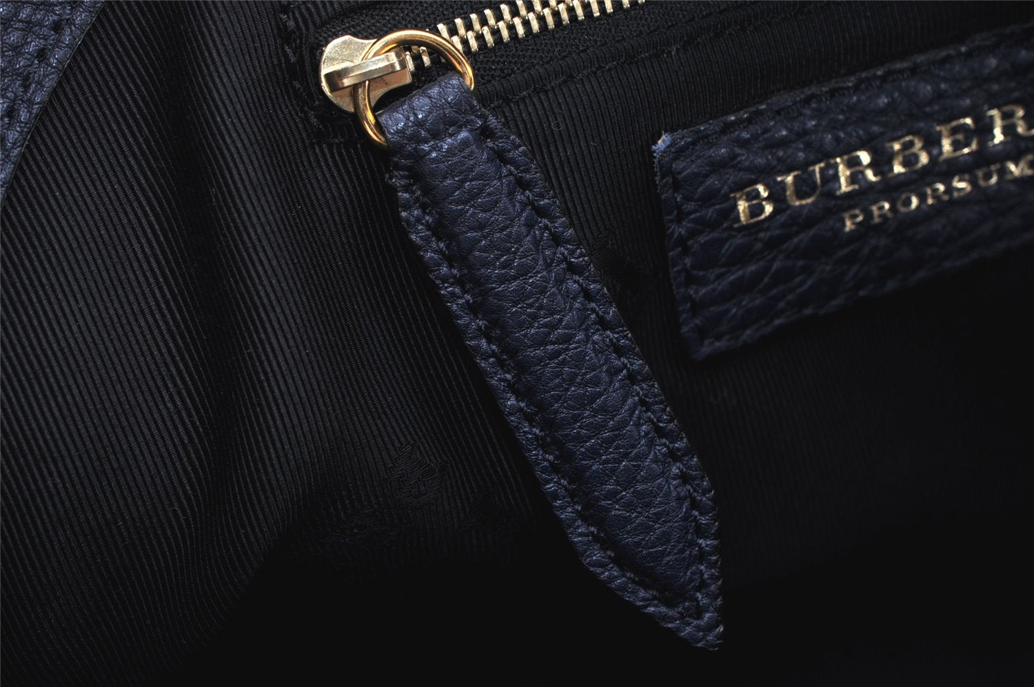 Authentic BURBERRY Vintage Leather 2Way Shoulder Hand Bag Purse Navy 3069K