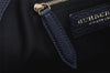 Authentic BURBERRY Vintage Leather 2Way Shoulder Hand Bag Purse Navy 3069K