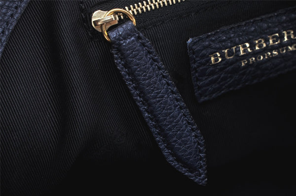 Authentic BURBERRY Vintage Leather 2Way Shoulder Hand Bag Purse Navy 3069K