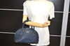Authentic BURBERRY Vintage Leather 2Way Shoulder Hand Bag Purse Navy 3069K