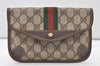 Authentic GUCCI Web Sherry Line Clutch Hand Bag Purse GG PVC Leather Brown 3070J