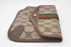 Authentic GUCCI Web Sherry Line Clutch Hand Bag Purse GG PVC Leather Brown 3070J