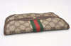 Authentic GUCCI Web Sherry Line Clutch Hand Bag Purse GG PVC Leather Brown 3070J