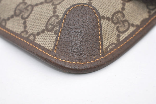 Authentic GUCCI Web Sherry Line Clutch Hand Bag Purse GG PVC Leather Brown 3070J