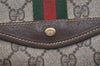 Authentic GUCCI Web Sherry Line Clutch Hand Bag Purse GG PVC Leather Brown 3070J