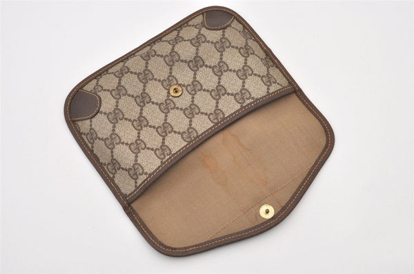 Authentic GUCCI Web Sherry Line Clutch Hand Bag Purse GG PVC Leather Brown 3070J