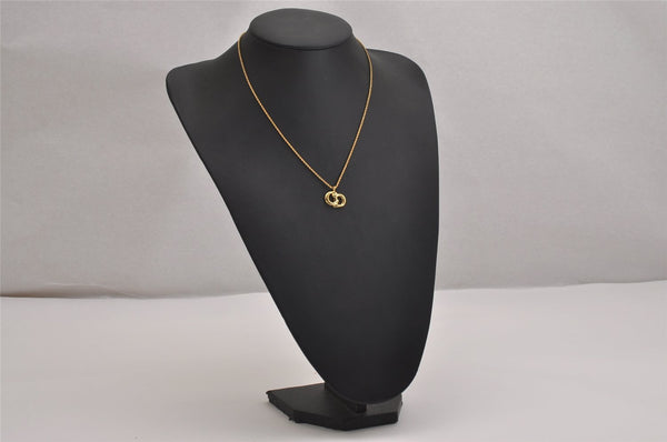 Authentic Christian Dior Gold Tone Chain Pendant Necklace CD 3071J