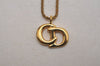 Authentic Christian Dior Gold Tone Chain Pendant Necklace CD 3071J