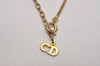 Authentic Christian Dior Gold Tone Chain Pendant Necklace CD 3071J