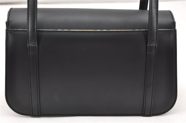 Authentic Burberrys Nova Check Canvas Leather Shoulder Hand Bag Black 3071K