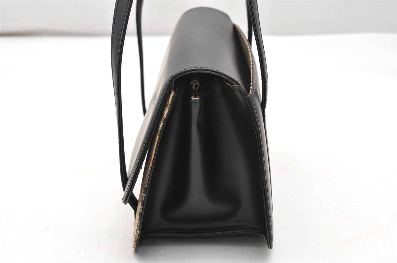 Authentic Burberrys Nova Check Canvas Leather Shoulder Hand Bag Black 3071K