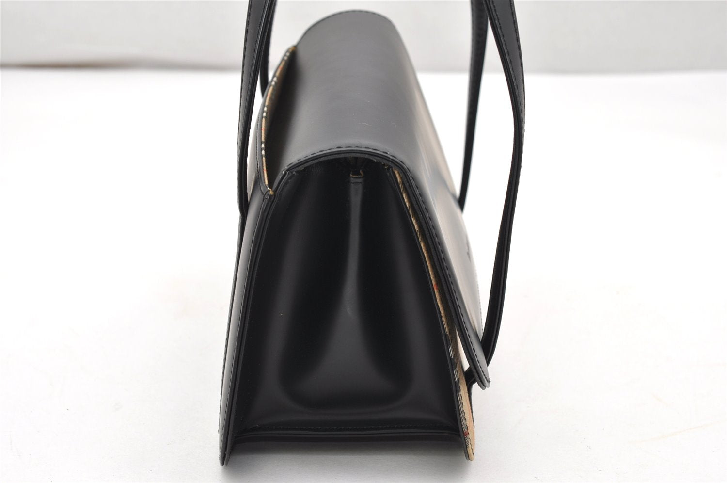 Authentic Burberrys Nova Check Canvas Leather Shoulder Hand Bag Black 3071K