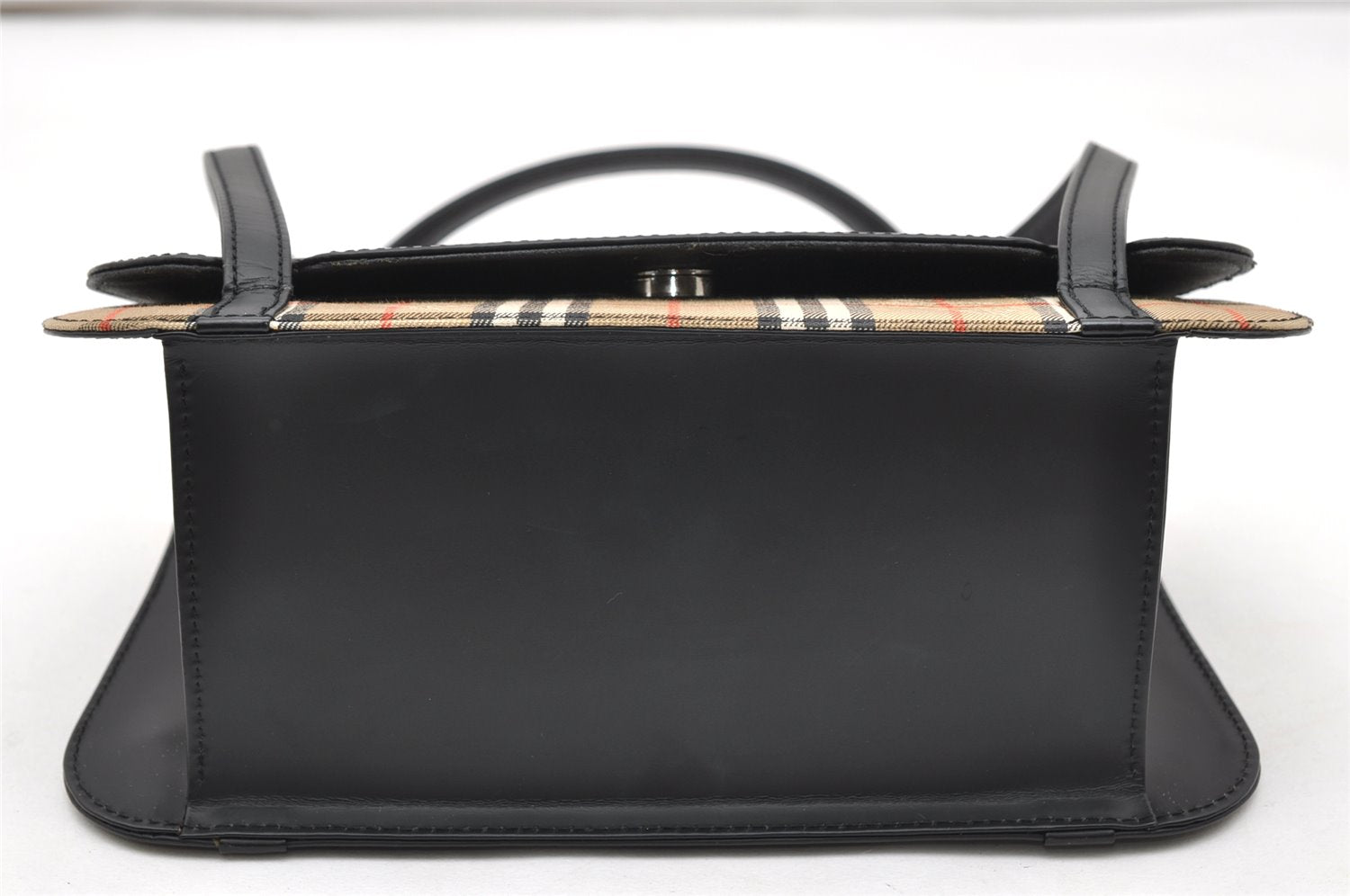 Authentic Burberrys Nova Check Canvas Leather Shoulder Hand Bag Black 3071K