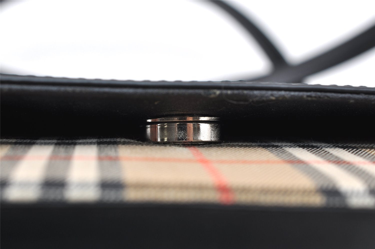 Authentic Burberrys Nova Check Canvas Leather Shoulder Hand Bag Black 3071K