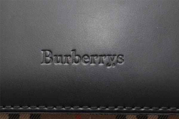 Authentic Burberrys Nova Check Canvas Leather Shoulder Hand Bag Black 3071K
