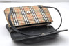 Authentic Burberrys Nova Check Canvas Leather Shoulder Hand Bag Black 3071K