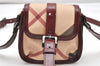 Authentic BURBERRY Nova Check Shoulder Cross Body Bag PVC Enamel Beige 3072K
