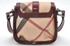 Authentic BURBERRY Nova Check Shoulder Cross Body Bag PVC Enamel Beige 3072K